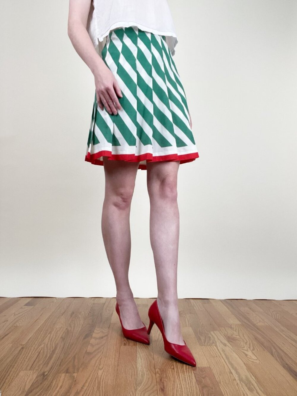 Vintage 70s Mod Pleated Mini Skirt Flare High Rise Preppy Funky 1970s Handmade - Picture 3 of 9